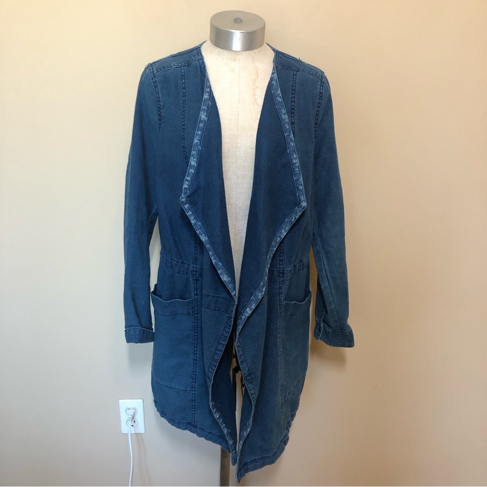 Anthropologie hei hei high plains chambray anorak open front jacket cardigan